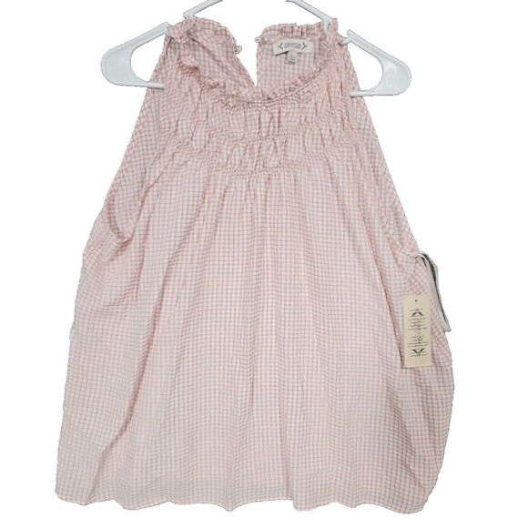 Nanette Lepore Women's Pink Neck Sleeveless Blouse Tank Check Gingham Size XL - Picture 1 of 9